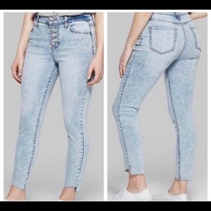 Wild Fable Acid Wash Raw Hem High Waist Button Fly Jeans size 6